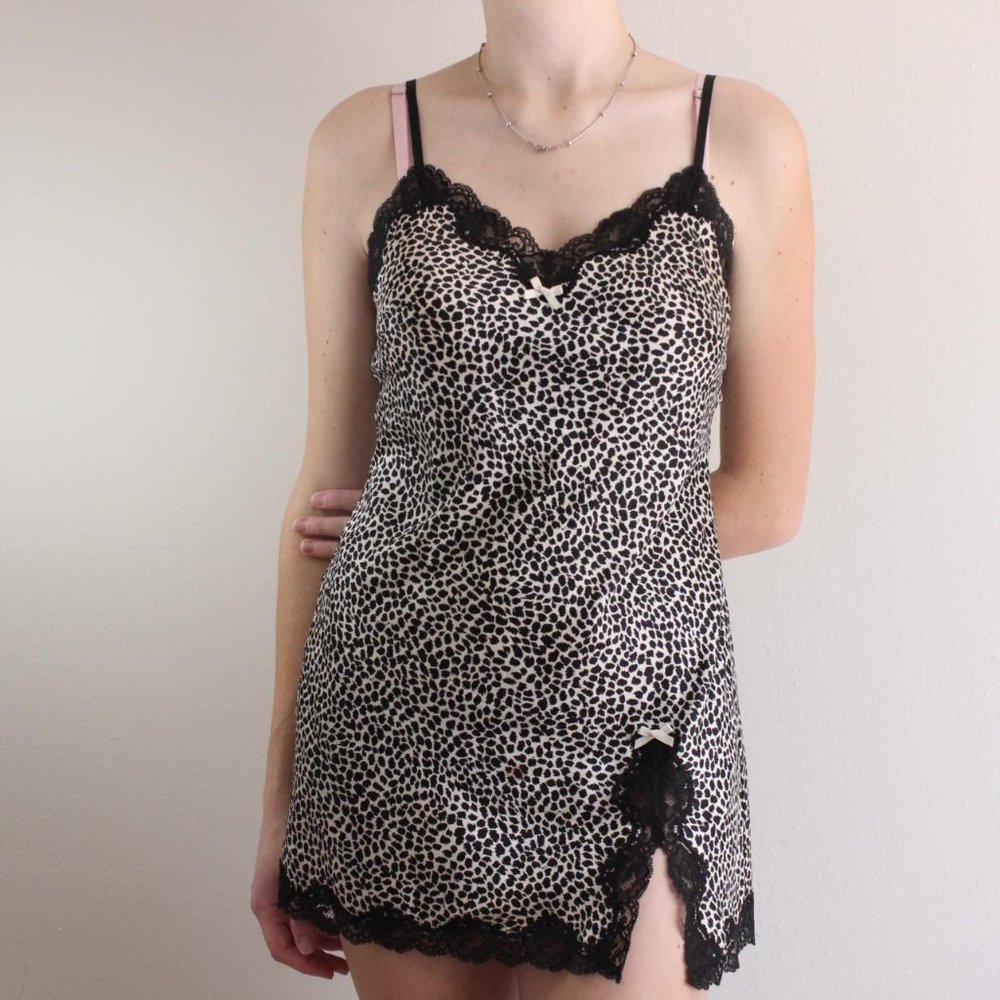 Victoria's Secret Victoria’s Secret Cheetah Print Lace Satin Teddy Slip …